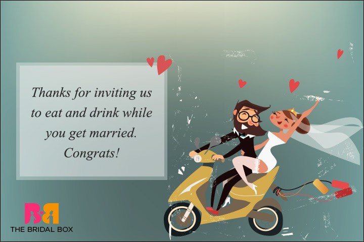 Funny Wedding Wishes - The Freeloader Party